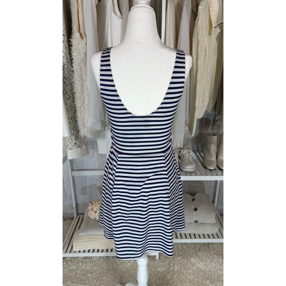 Divided by H&M Women's Size 8 Navy & White Striped Skater Tank Dress #0367 - Picture 5 of 11